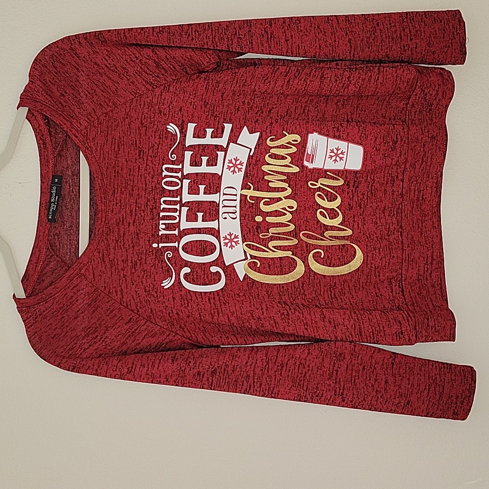 CHRISTMAS TOP/ Graphic Sweater by Knapp Studio, Red, M, EUC
